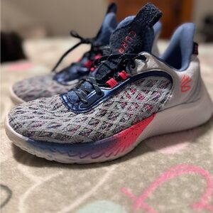 Under Armour Blue and Pink Curry Sneakers with Breathable Mesh